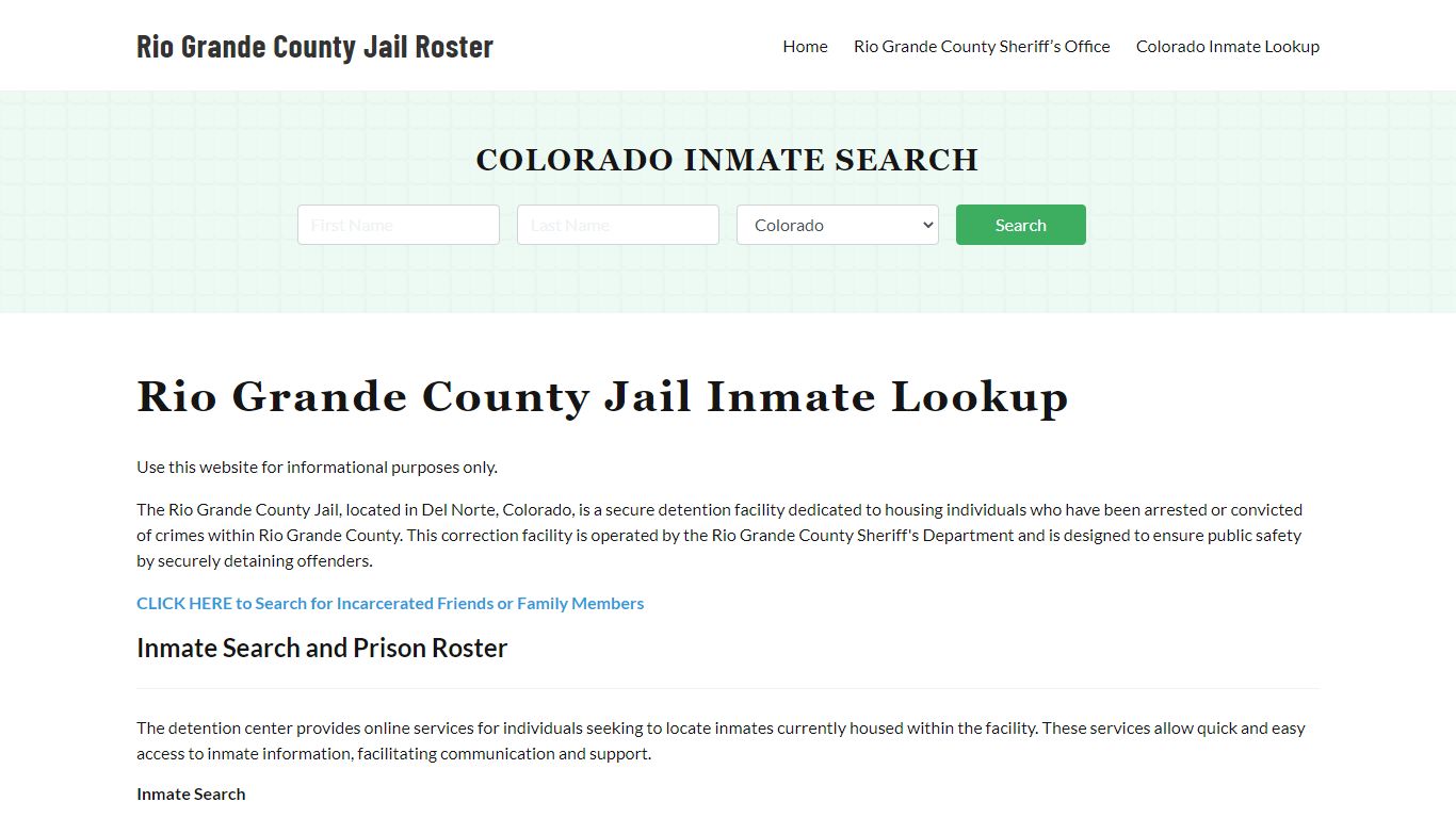 Rio Grande County Jail Roster Lookup, CO, Inmate Search